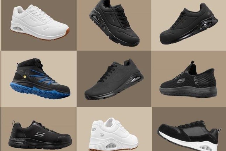 sneakers van Skechers als werkschoenen