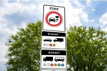 1 verkeersbord voor milieuzones en zero emissiezones